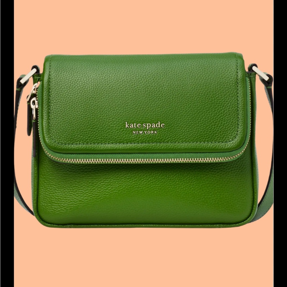 NWOT Kate Spade Run Around Crossbody Bag Bitter Green Pebbled Leather